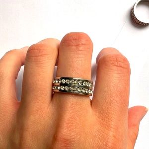 Double Row Eternity Band CZ Women Ring Size 7